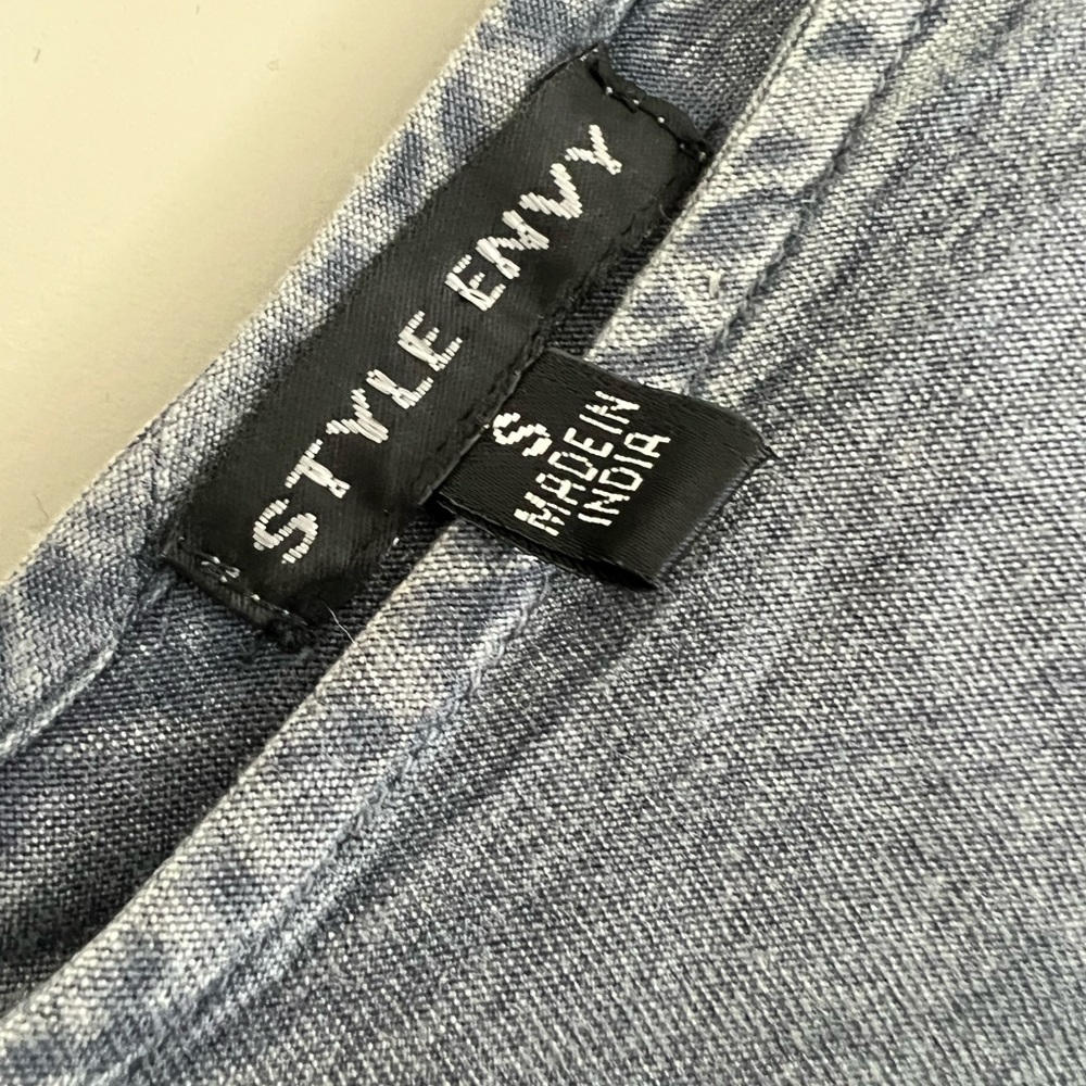 Denim Style Ruffle Sleeve Top - Picture 3 of 3